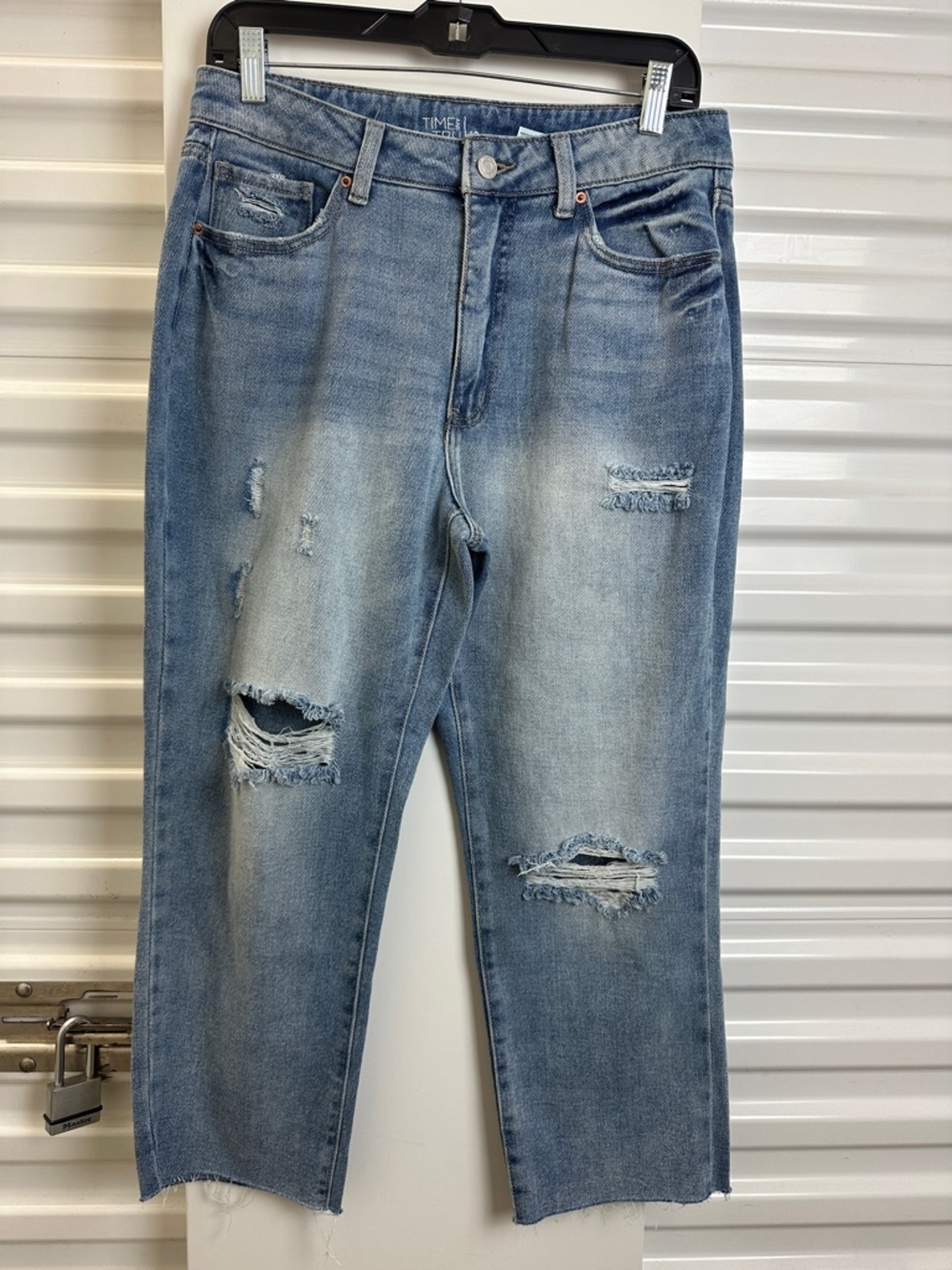 Time & Tru‎ Blue Distressed High-rise Boyfriend Jeans